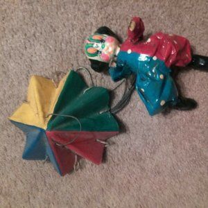 Vintage Paper Mache Mexican Folk Art Clown Hanging